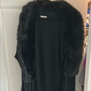 Sioni Black Faux Fur Trim Cardigan